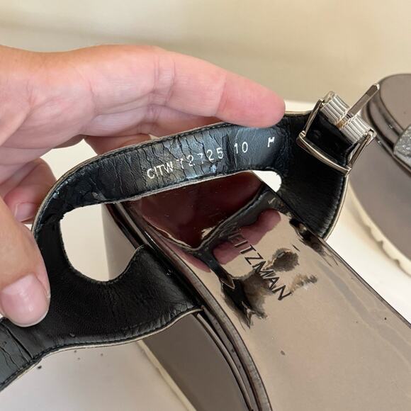 Stuart Weitzman Wedge Sandals Silver 10M - Picture 7 of 8